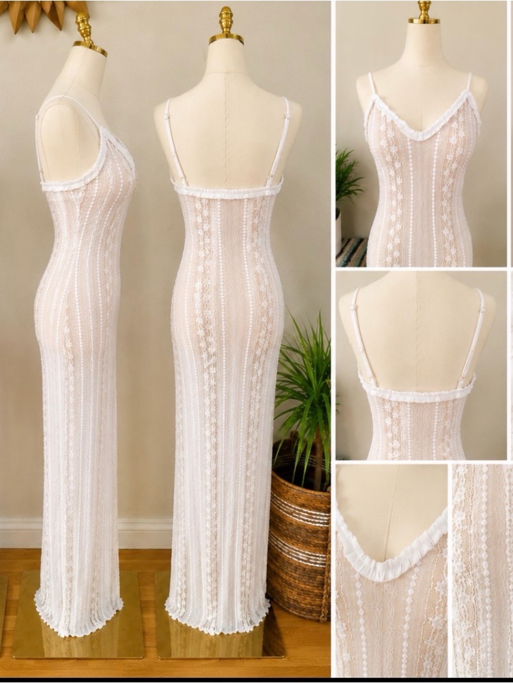 Fairycore Lace Dream Maxi Dress ✨ Boutique Ivory Boho Romance XS